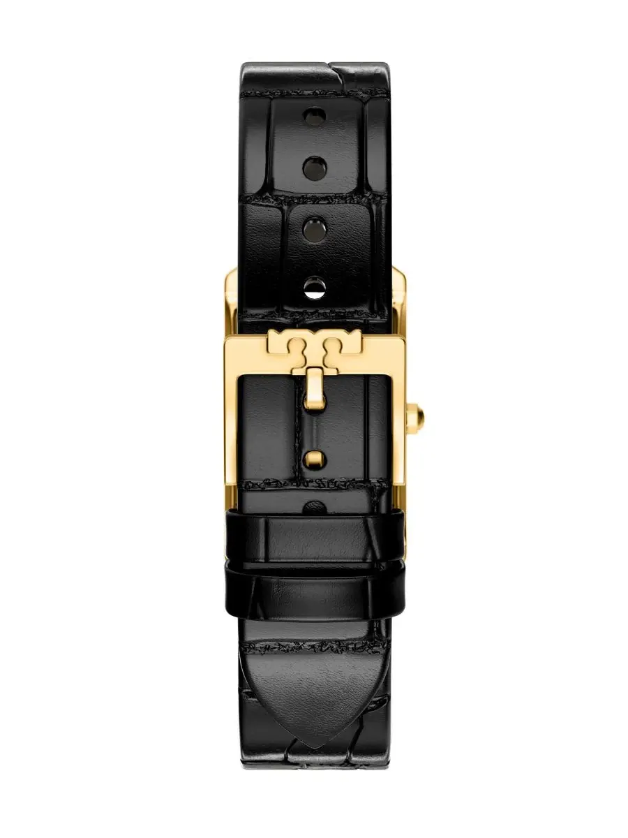 Женские часы The Eleanor Slim Quartz Two-Hand Black Leather Watch Tory Burch, 22 мм — изображение 2 из 5, оттенок черный