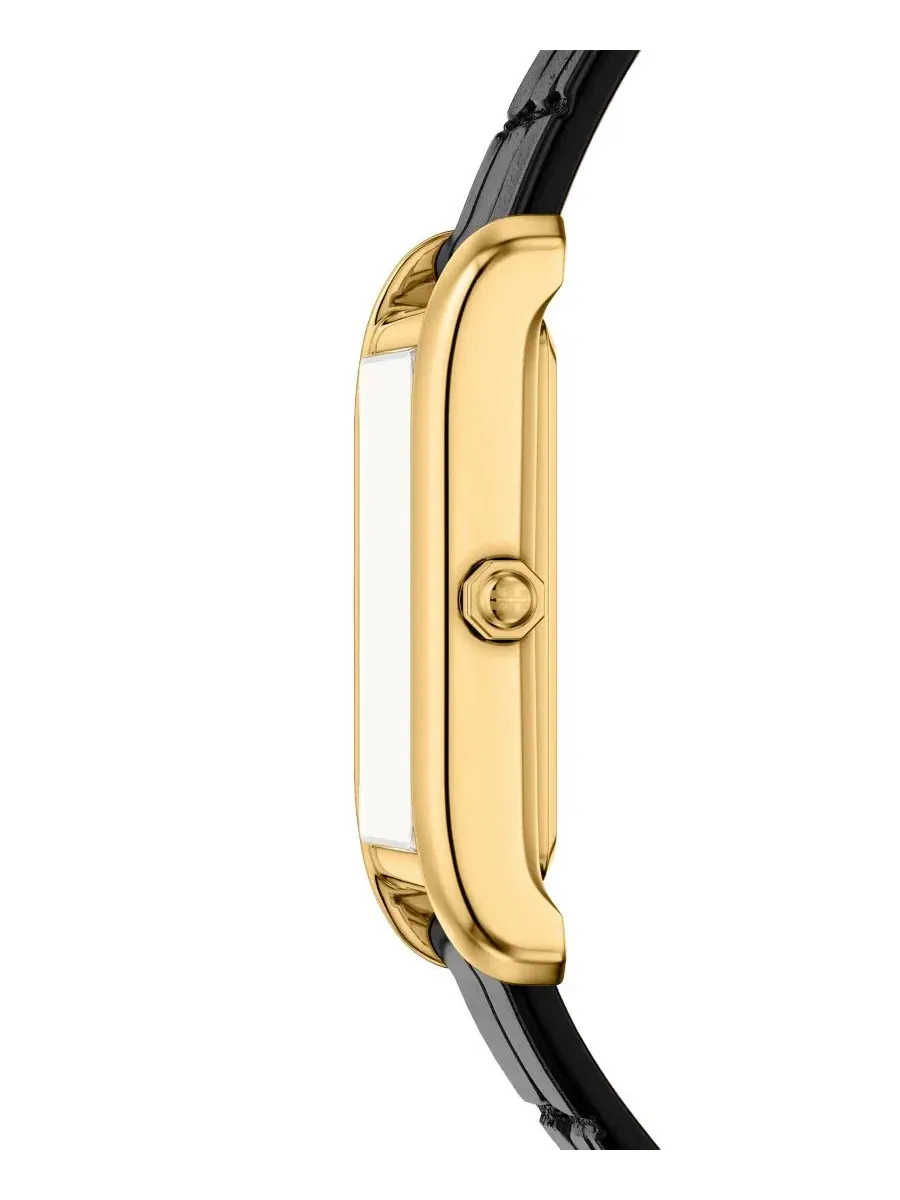 Женские часы The Eleanor Slim Quartz Two-Hand Black Leather Watch Tory Burch, 22 мм — изображение 3 из 5, оттенок черный