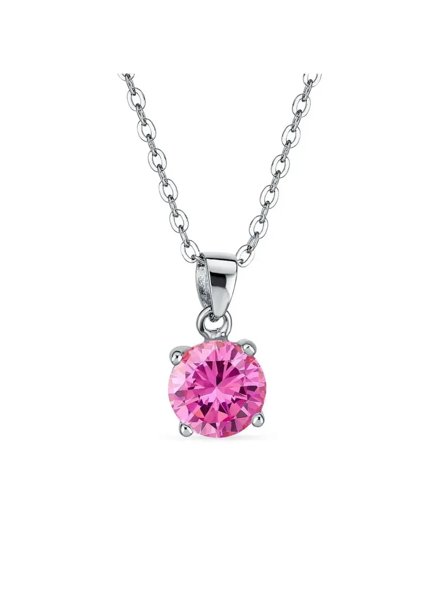 Кулон-подвеска с круглым фианитом, стерлинговое серебро с родиевым покрытием Bling Jewelry