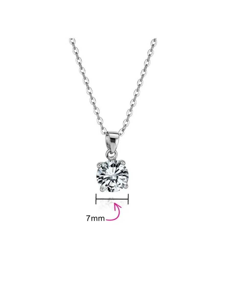 Кулон-подвеска с круглым фианитом, стерлинговое серебро с родиевым покрытием Bling Jewelry — изображение 2 из 3