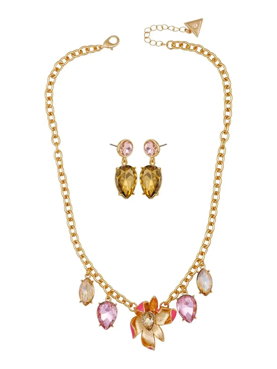 Комплект из колье и серег с кристаллами GUESS