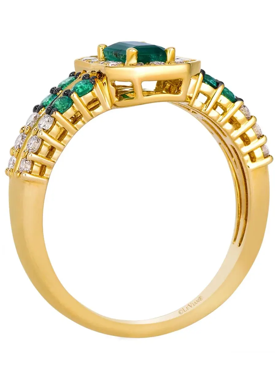 Кольцо с изумрудами Costa Smeralda Emeralds и нюдовыми бриллиантами — изображение 2 из 3, оттенок желтый золотистый