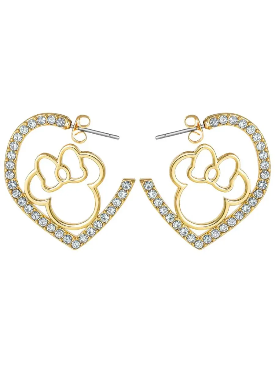 Серьги-пусеты с кристаллами и Микки Маусом Disney — изображение 2 из 5, оттенок золотистый-/прозрачный