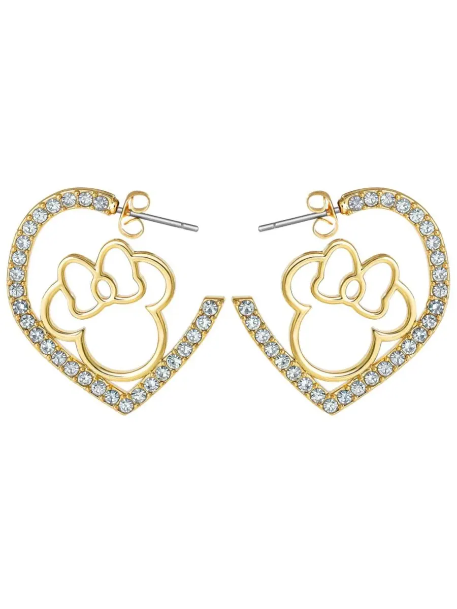 Серьги-пусеты с кристаллами и Микки Маусом Disney — изображение 4 из 5, оттенок золотистый-/прозрачный