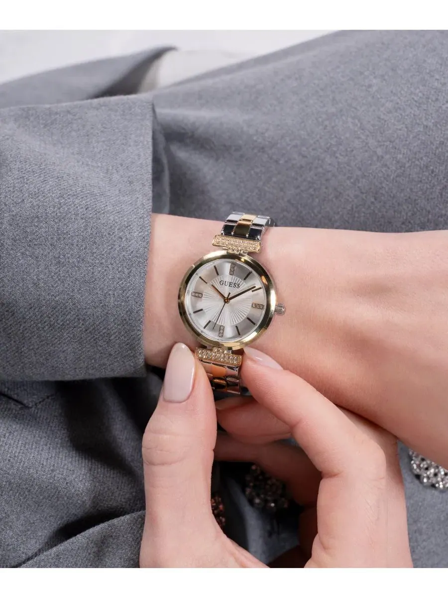 Женские наручные часы с браслетом из стали двух цветов, 28 мм GUESS — изображение 7 из 8, оттенок мульти