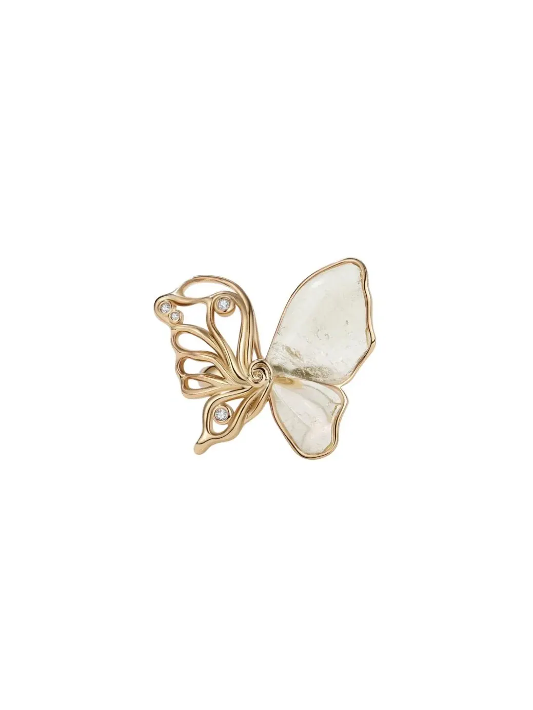 Кольцо с кристаллами и скульптурными крыльями, модель RC Butterfly Serenade RETRO CHIC — серебристый