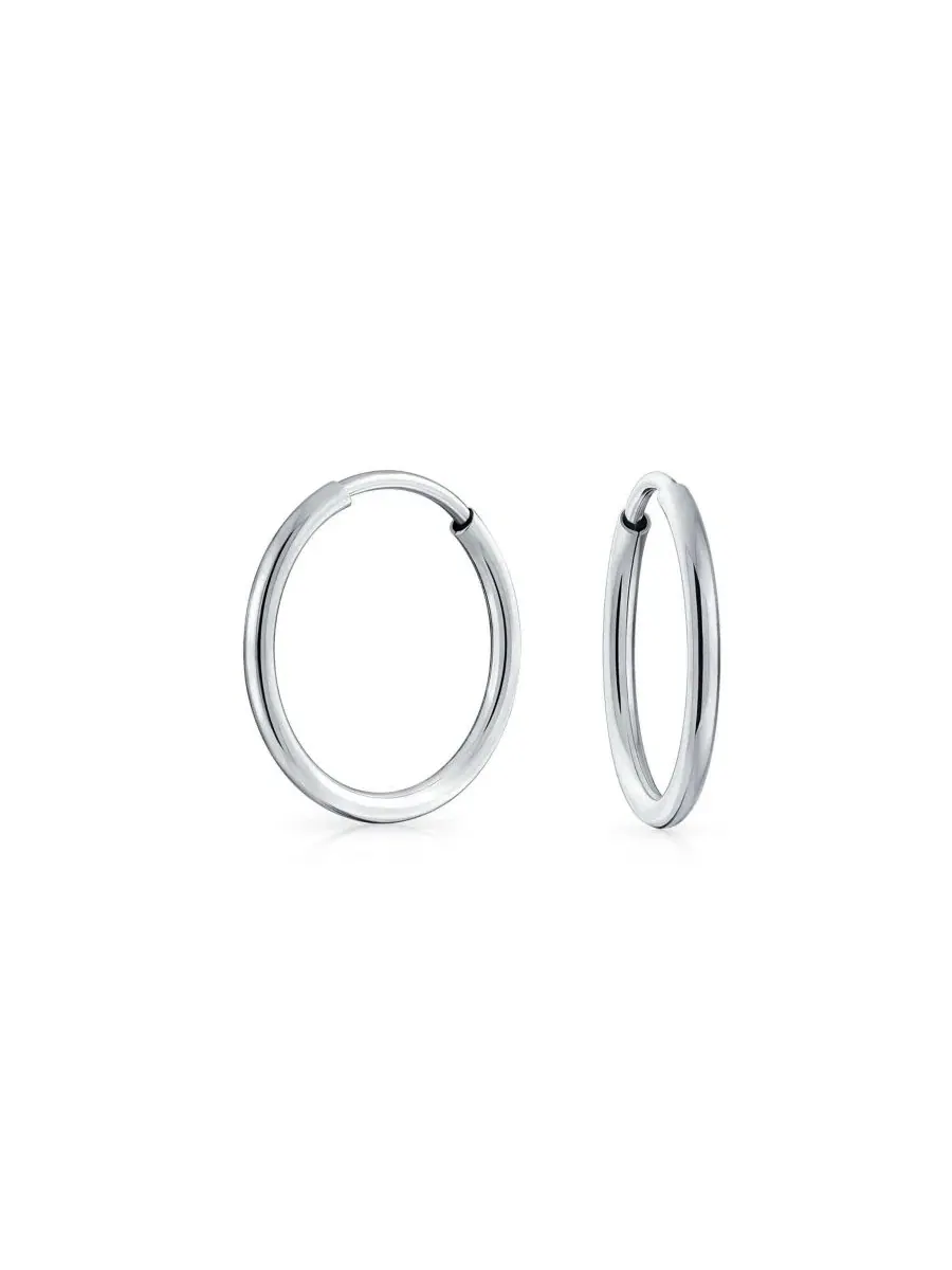 Серьги-кольца из стерлингового серебра, без камня Bling Jewelry — изображение 1 из 4, оттенок серебряный