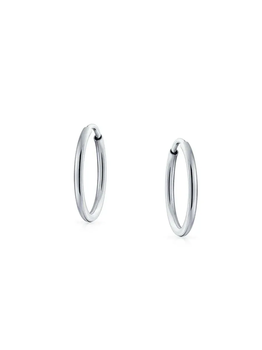 Серьги-кольца из стерлингового серебра, без камня Bling Jewelry — изображение 2 из 4, оттенок серебряный