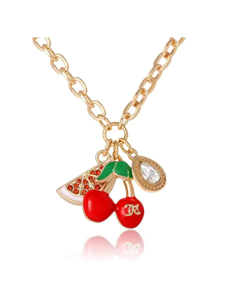 Колье с подвесками-вишней и арбузом Cherry & Watermelon Charm Juicy Couture — изображение 1 из 8, оттенок золото