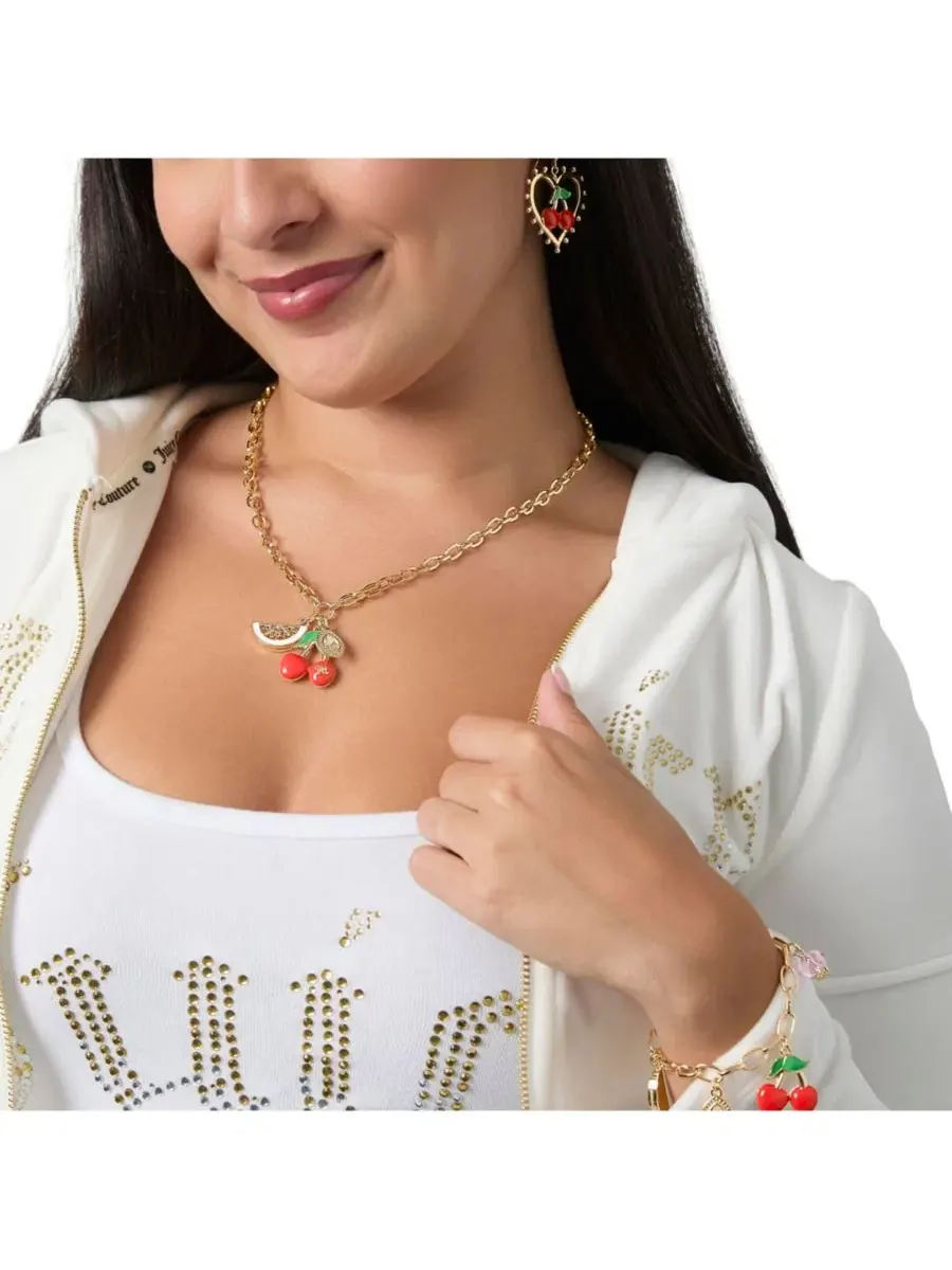 Колье с подвесками-вишней и арбузом Cherry & Watermelon Charm Juicy Couture — изображение 2 из 8, оттенок золото