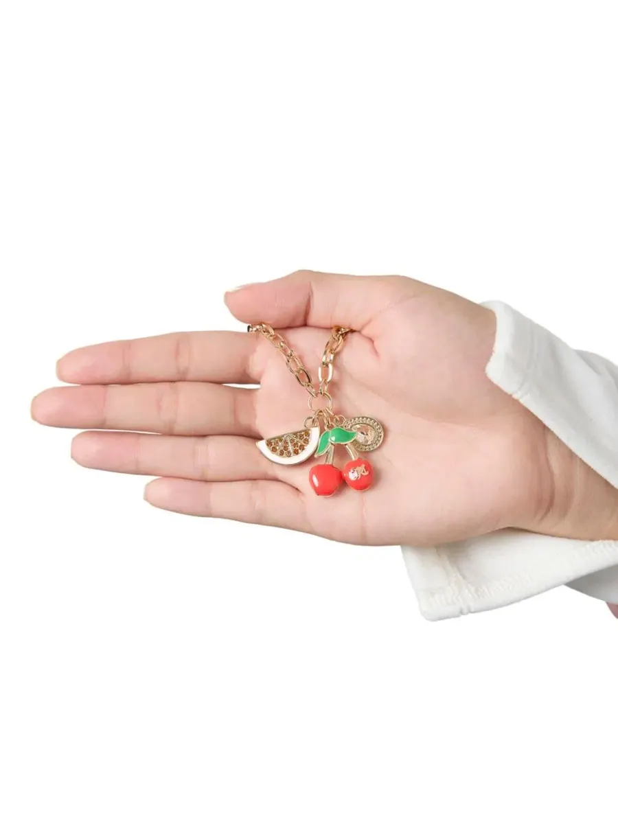 Колье с подвесками-вишней и арбузом Cherry & Watermelon Charm Juicy Couture — изображение 3 из 8, оттенок золото