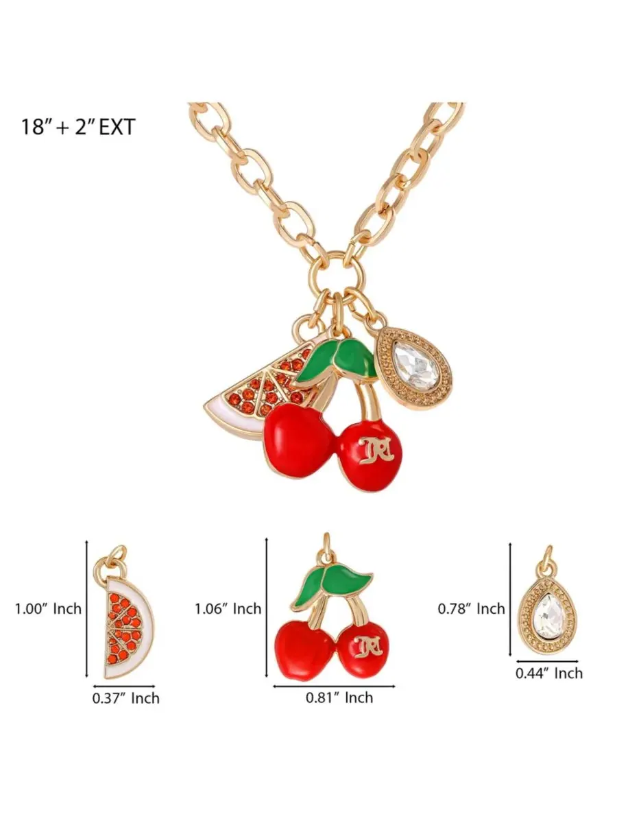Колье с подвесками-вишней и арбузом Cherry & Watermelon Charm Juicy Couture — изображение 5 из 8, оттенок золото