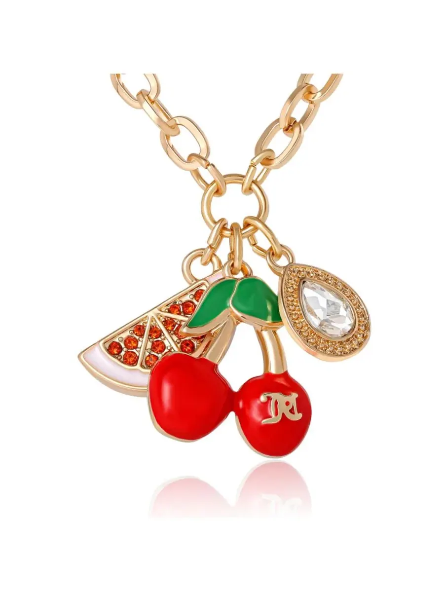 Колье с подвесками-вишней и арбузом Cherry & Watermelon Charm Juicy Couture — изображение 7 из 8, оттенок золото