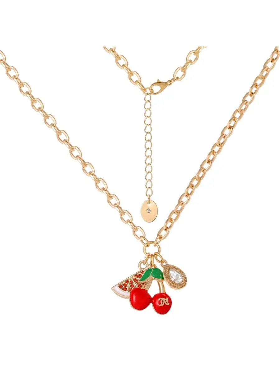 Колье с подвесками-вишней и арбузом Cherry & Watermelon Charm Juicy Couture — изображение 8 из 8, оттенок золото