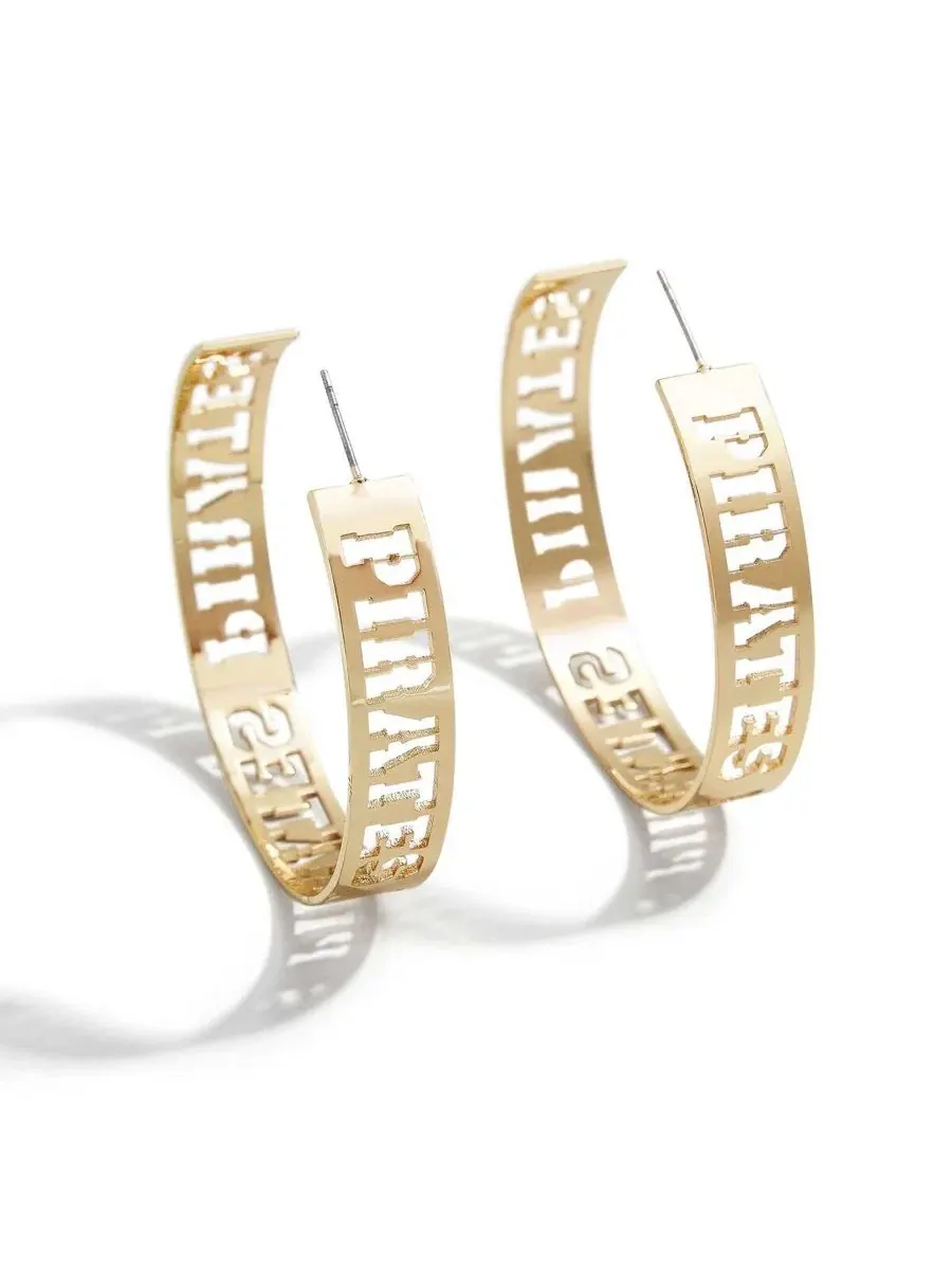 Серьги-кольца с вырезом Pittsburgh Pirates, золотистые WEAR by Erin Andrews — изображение 1 из 1, оттенок золото