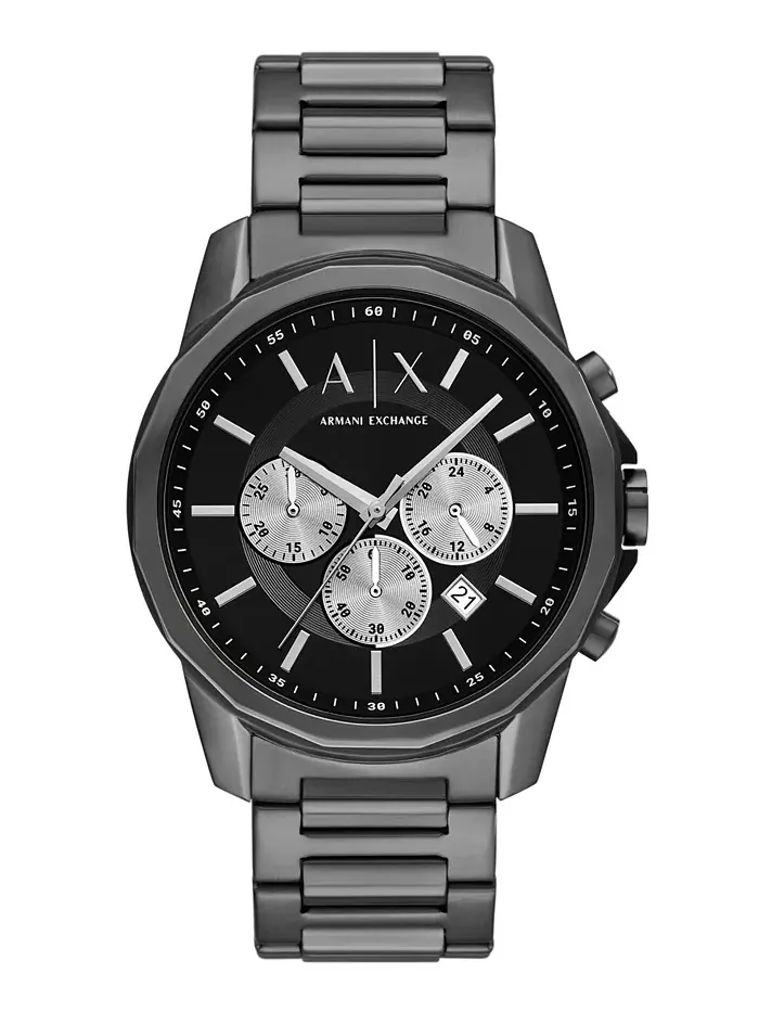Мужские кварцевые часы-хронограф Gunmetal из нержавеющей стали, 44 мм A|X Armani Exchange