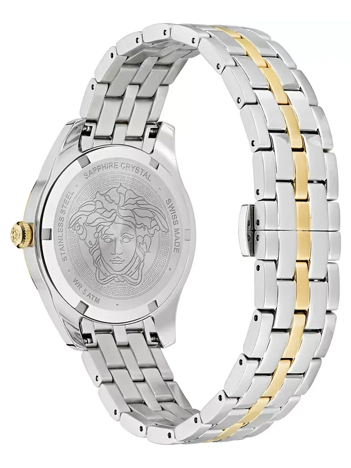 Женские часы Swiss Greca Time с двухцветным браслетом из нержавеющей стали, 35 мм Versace — изображение 3 из 3