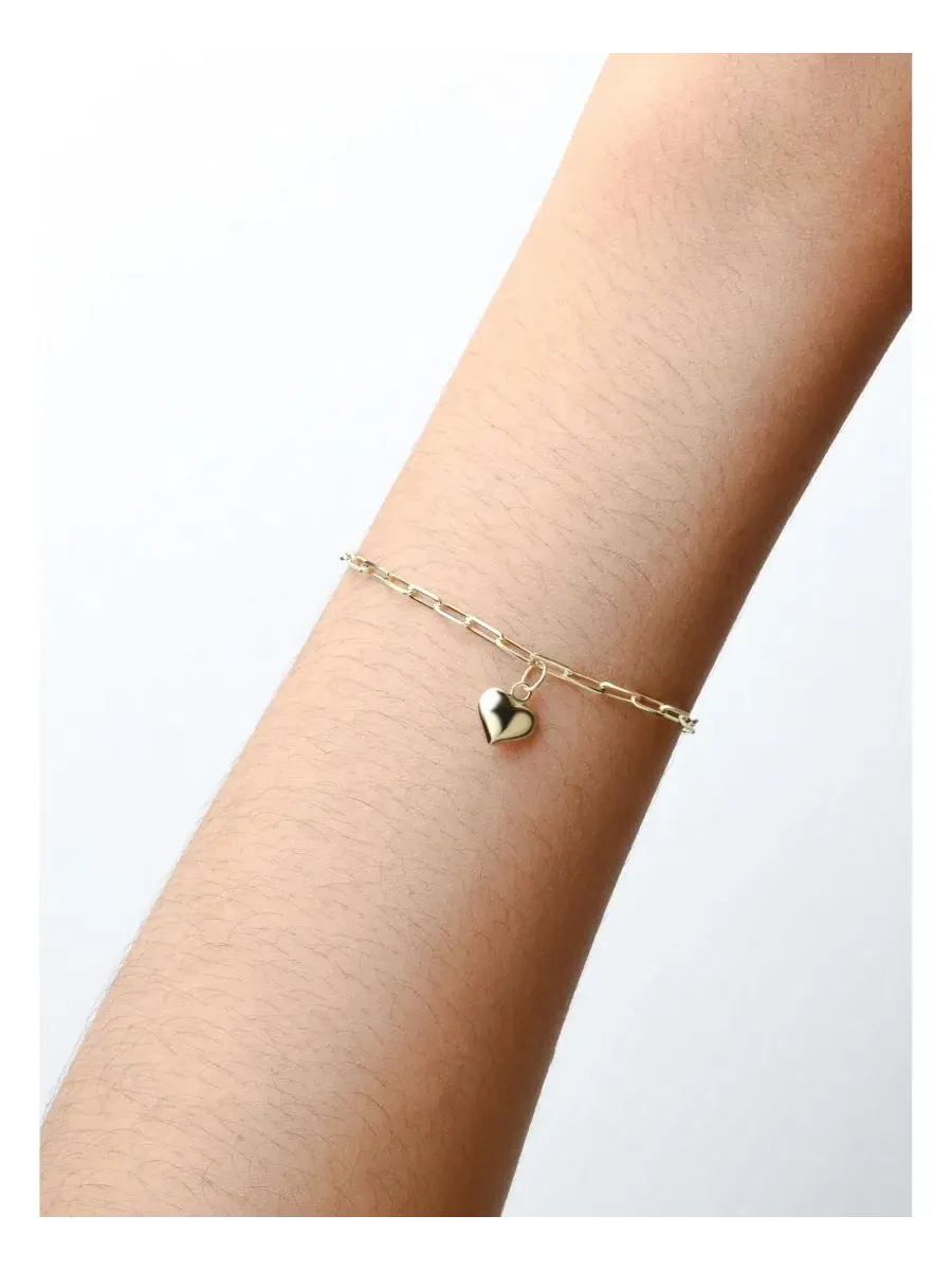 Браслет-цепочка с подвеской-сердцем 14K Gold — изображение 2 из 4, оттенок золото