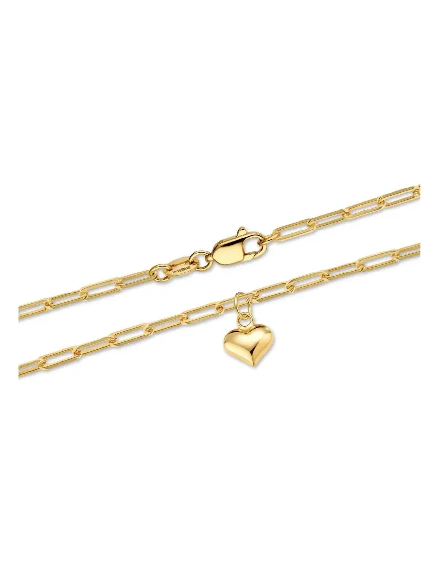 Браслет-цепочка с подвеской-сердцем 14K Gold — изображение 3 из 4, оттенок золото
