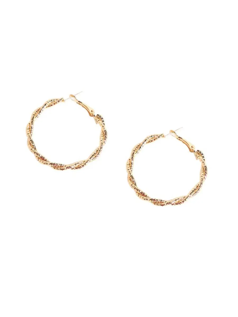 Серьги-кольца с завитком SOHI — изображение 1 из 3, оттенок золото