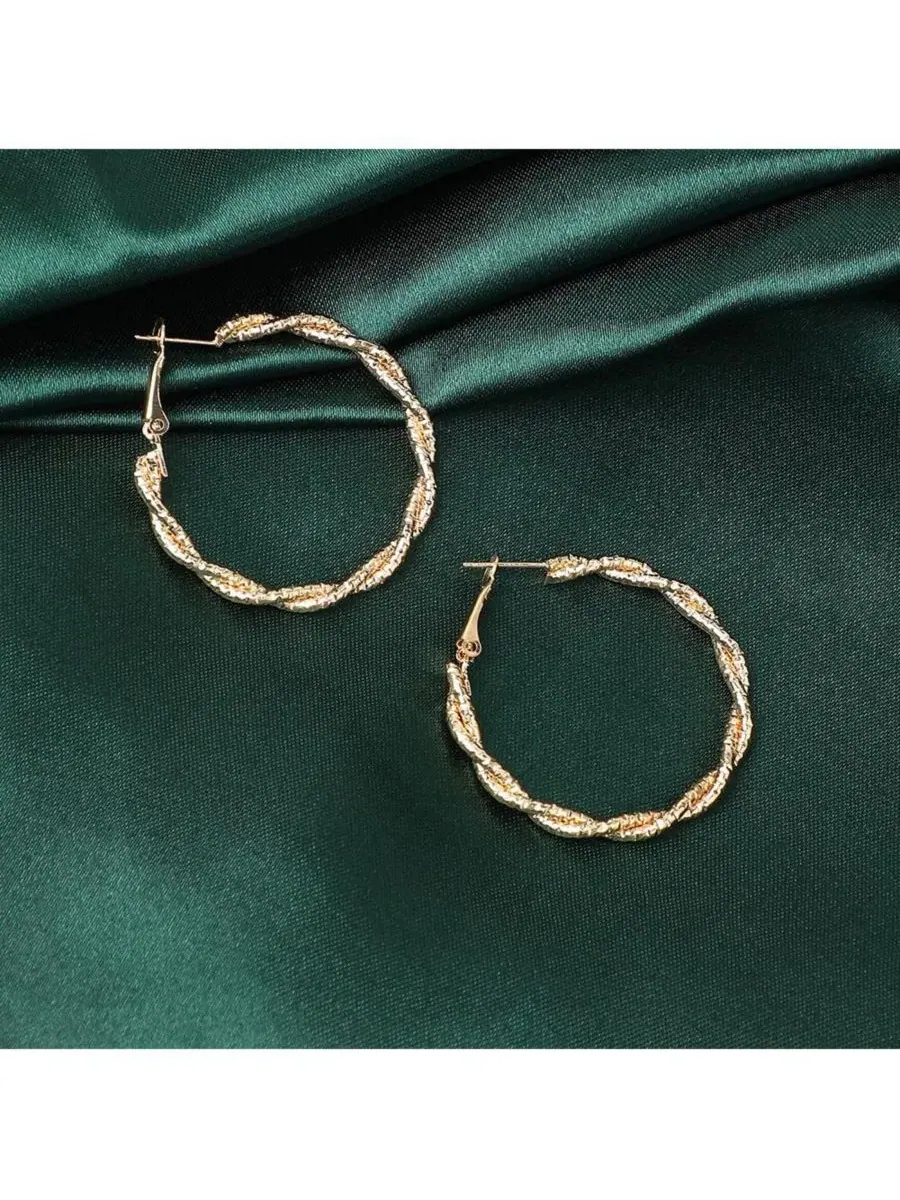Серьги-кольца с завитком SOHI — изображение 3 из 3, оттенок золото