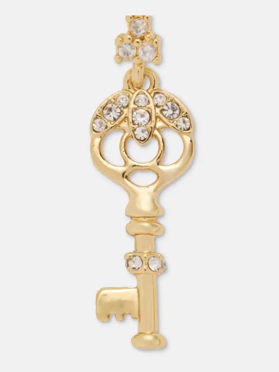 Серьги-подвески с декором паве и ключом, модель Pavé Key Drop Marchesa — изображение 3 из 3, оттенок серебряный
