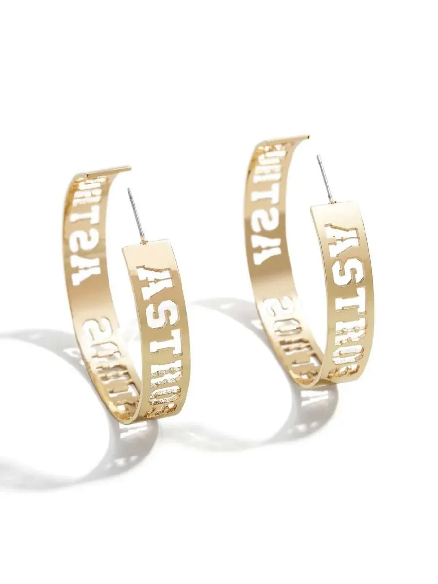 Серьги-кольца Baublebar Houston Astros Large Cutout Hoop Earrings Wear By Erin Andrews — изображение 1 из 1, оттенок золото