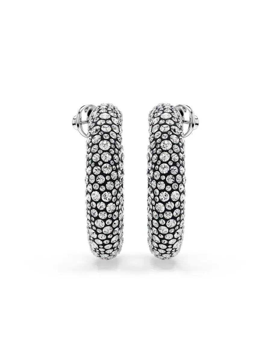 Серьги-кольца Sublima с родиевым покрытием Swarovski — изображение 2 из 5, оттенок серебряный