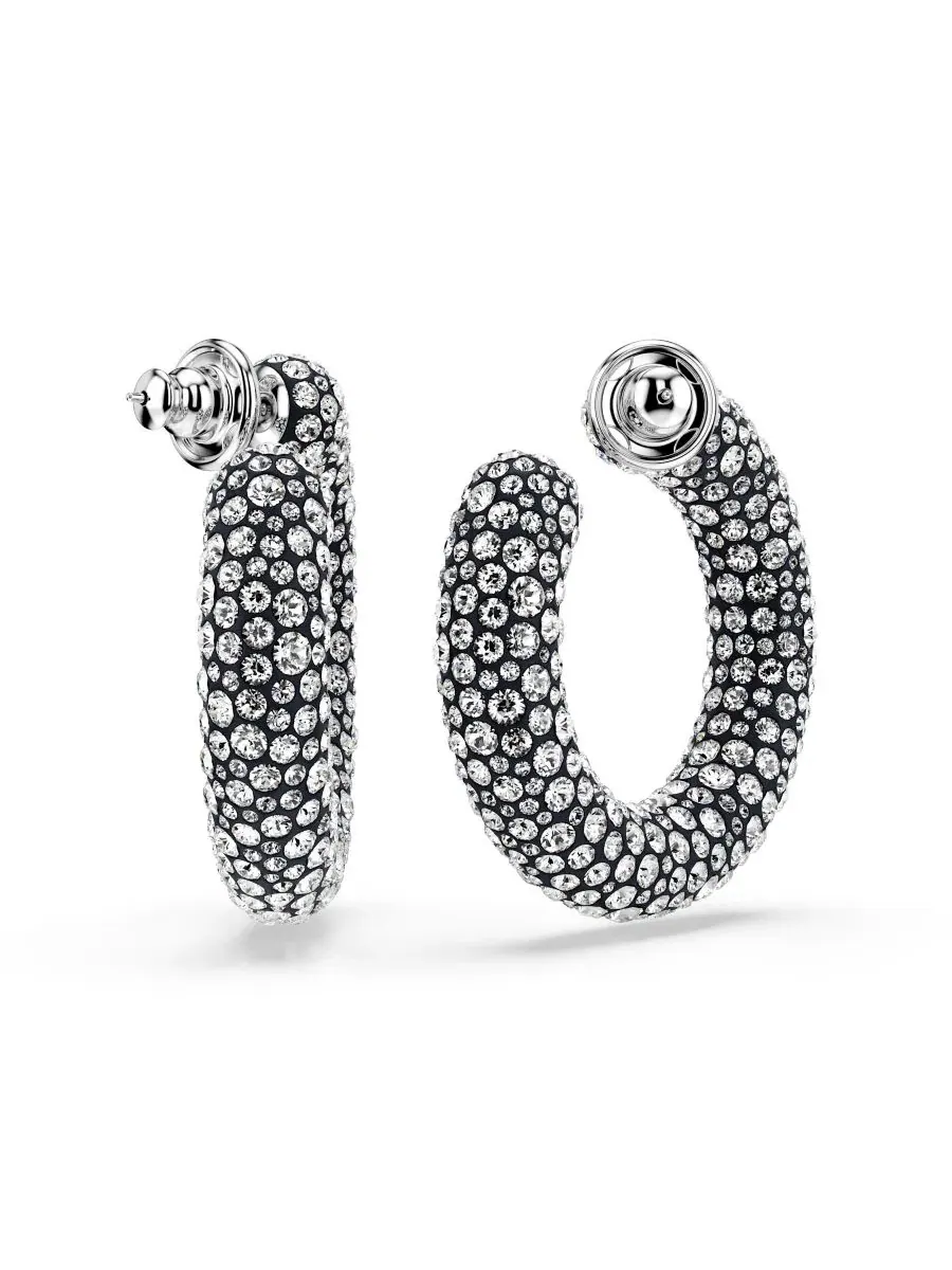 Серьги-кольца Sublima с родиевым покрытием Swarovski — изображение 3 из 5, оттенок серебряный
