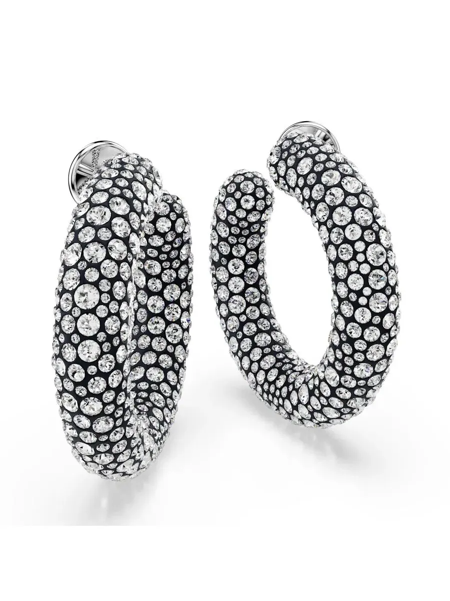 Серьги-кольца Sublima с родиевым покрытием Swarovski — изображение 4 из 5, оттенок серебряный