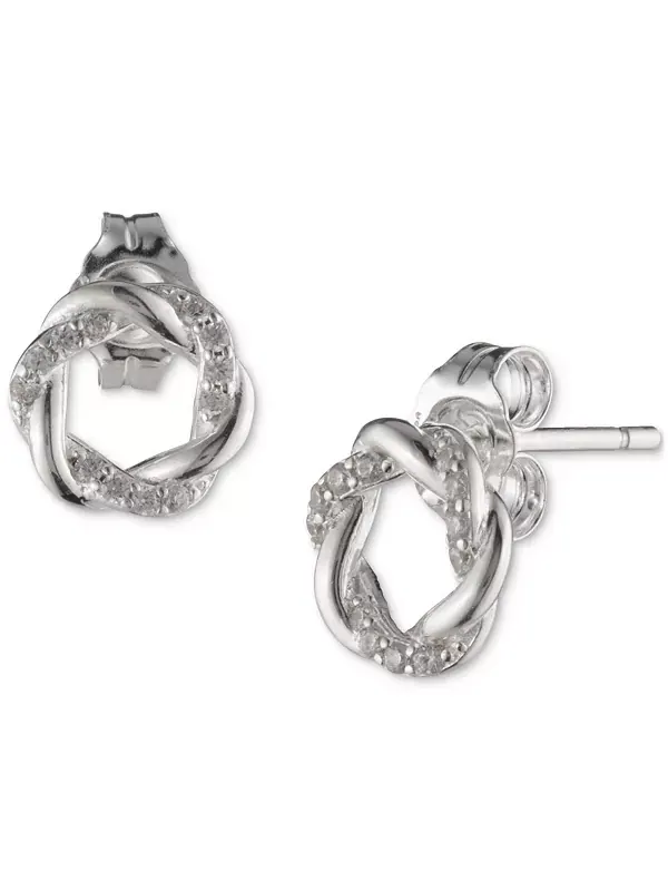 Серьги-Гвоздики с открытым узлом из стерлингового серебра с паве Ralph Lauren — изображение 1 из 2, оттенок серебряный