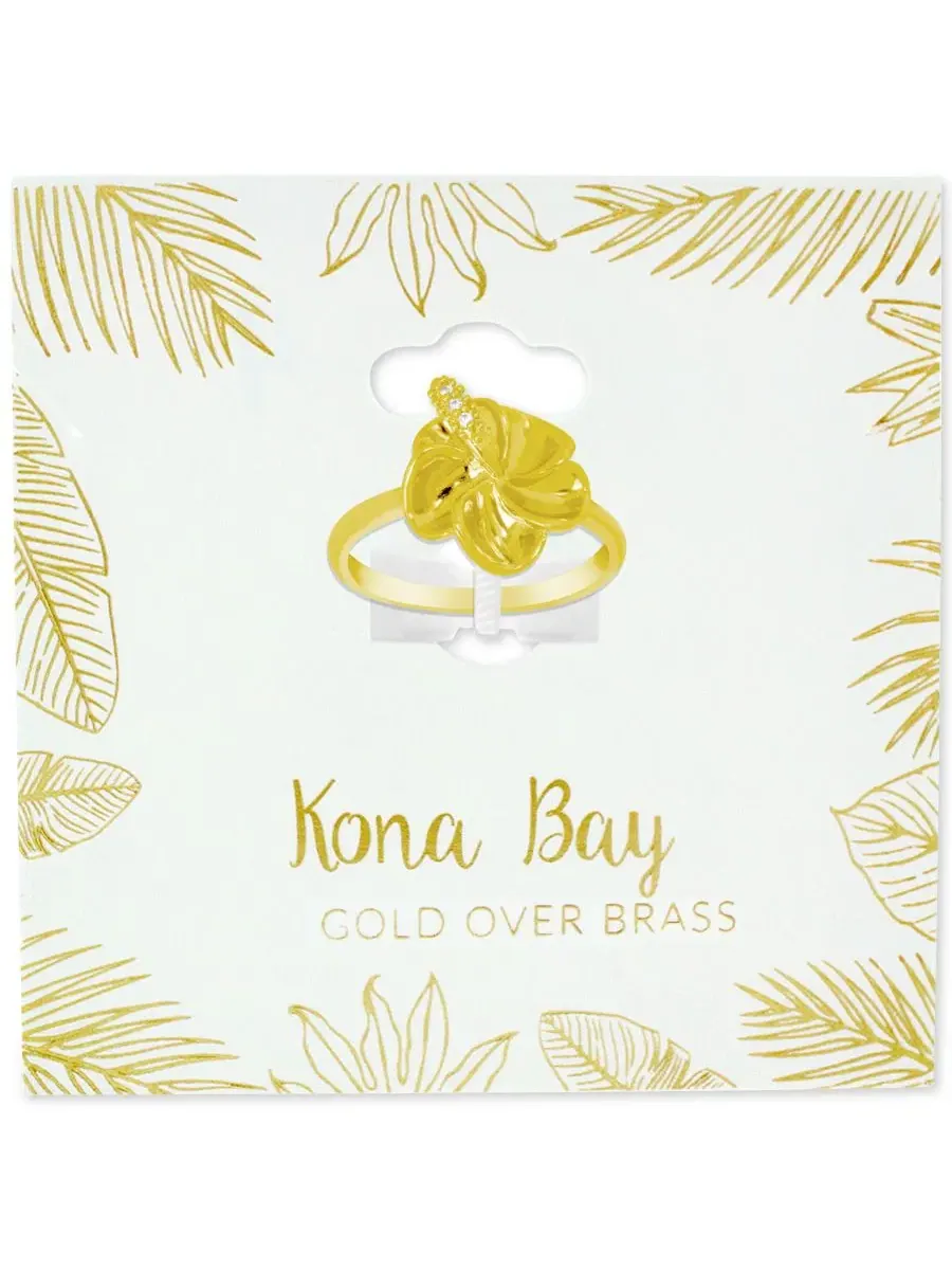 Кольцо в виде цветка с кристаллами, покрытое золотом Kona Bay — изображение 2 из 3