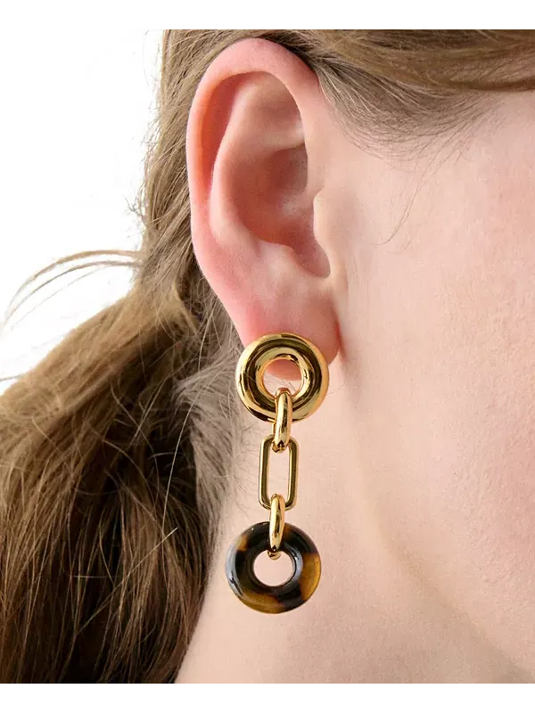 Серьги-Черепахи золотистого оттенка с линейным узором Kate Spade New York — изображение 3 из 4, оттенок коричневый