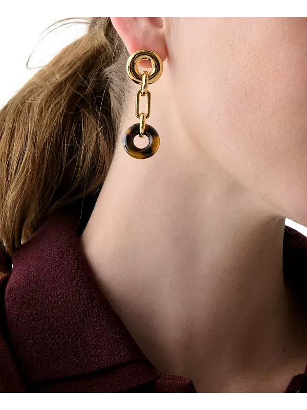 Серьги-Черепахи золотистого оттенка с линейным узором Kate Spade New York — изображение 4 из 4, оттенок коричневый