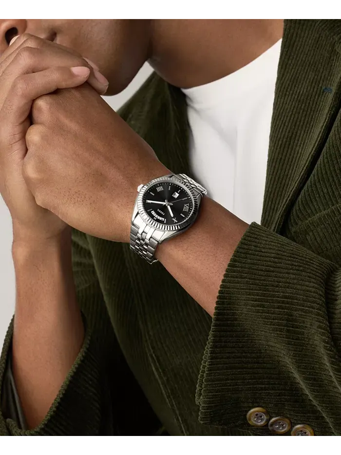 Мужские часы Campbell Three-Hand Day-Date из нержавеющей стали, 42 мм Fossil — изображение 7 из 8
