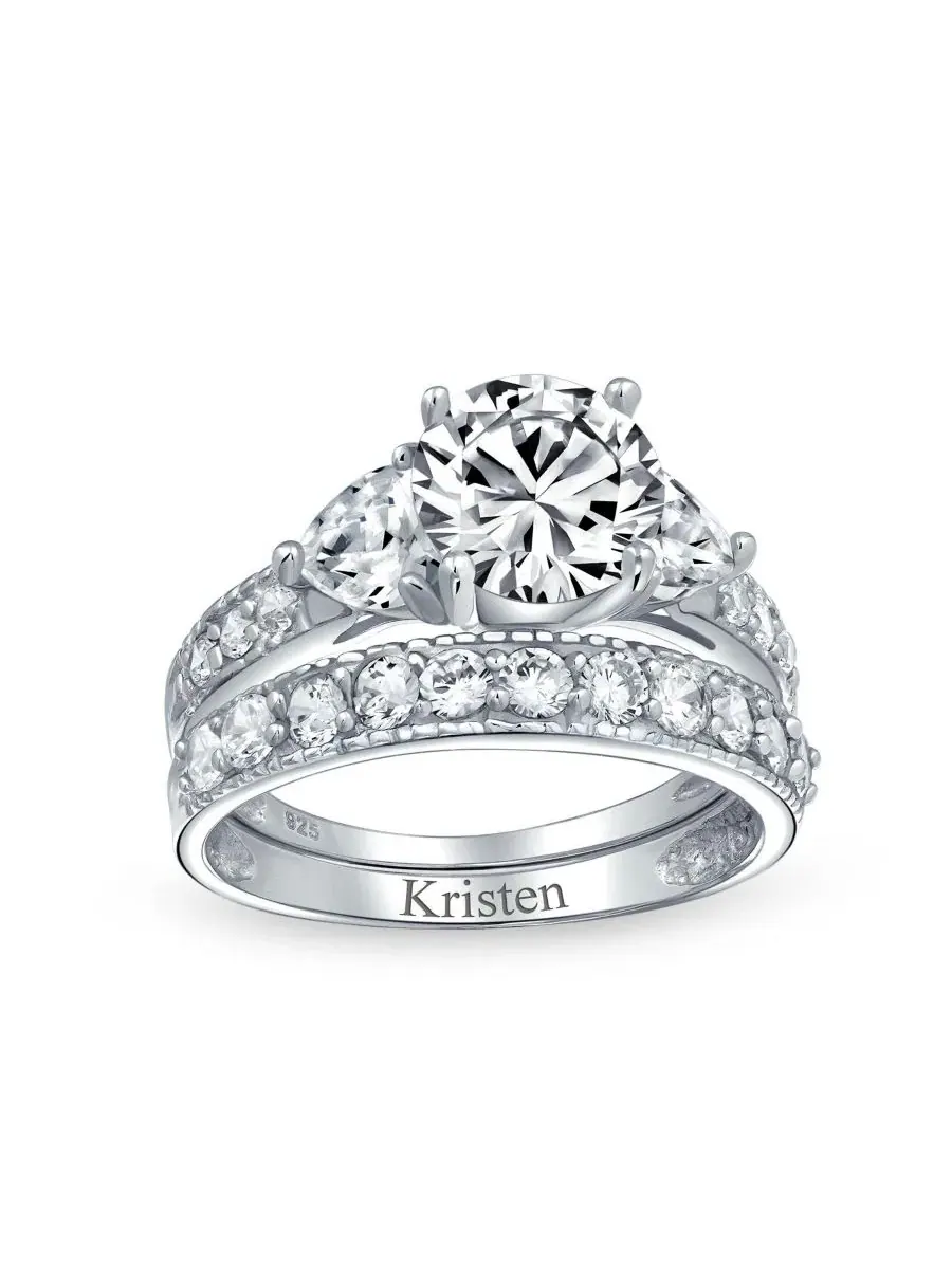 Кольцо с фианитом 3CT с сердцем, модель 3CT CZ Solitaire with Heart Accents Bling Jewelry — изображение 4 из 5