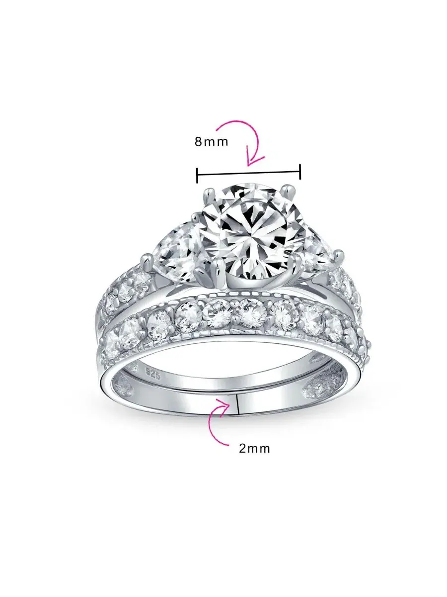 Кольцо с фианитом 3CT с сердцем, модель 3CT CZ Solitaire with Heart Accents Bling Jewelry — изображение 5 из 5