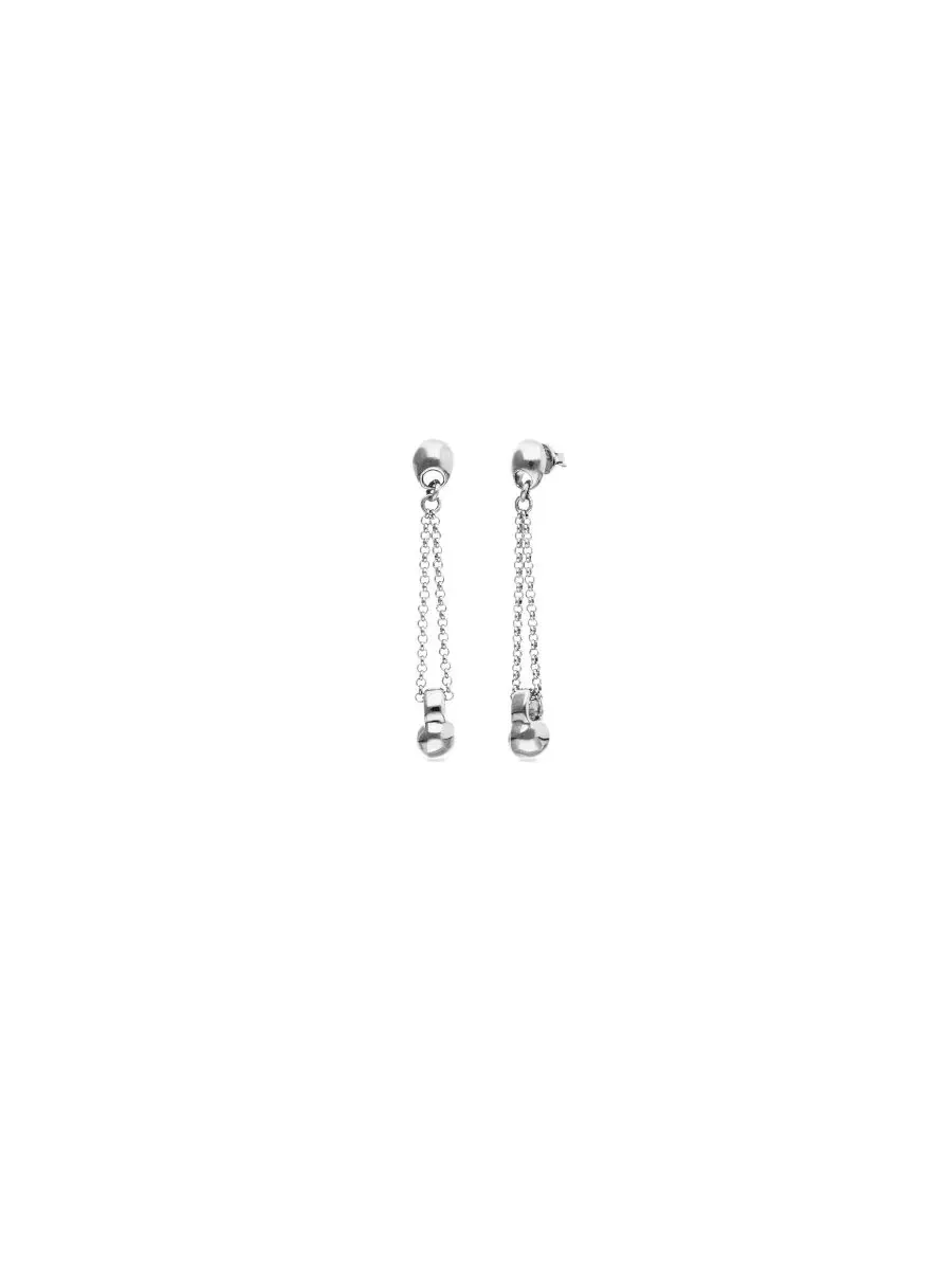 Серьги-подвески с цепочкой и шаром 18k Gold Metal Alloy UNOde50 — изображение 1 из 4, оттенок серебряный