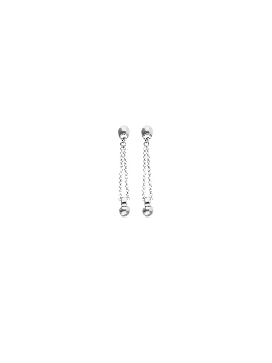 Серьги-подвески с цепочкой и шаром 18k Gold Metal Alloy UNOde50 — изображение 2 из 4, оттенок серебряный