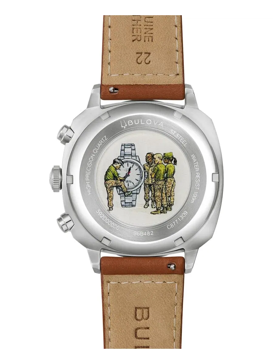 Мужские часы VWI Chrono с коричневым кожаным ремешком, диаметр 37,5 мм Bulova — изображение 4 из 4, оттенок коричневый