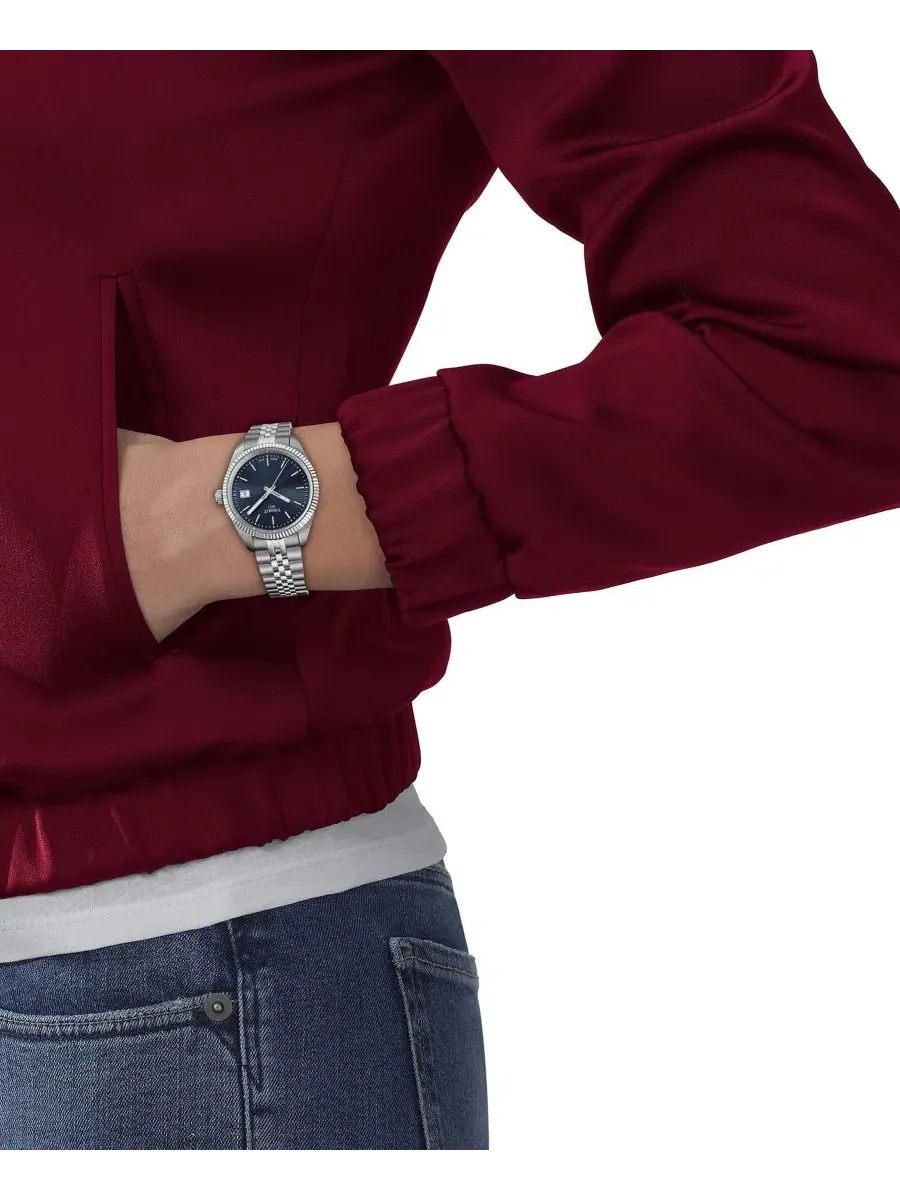 Женские часы Ballade Silver Tone Stainless Steel Watch, 34 мм Tissot — изображение 6 из 6, оттенок синий