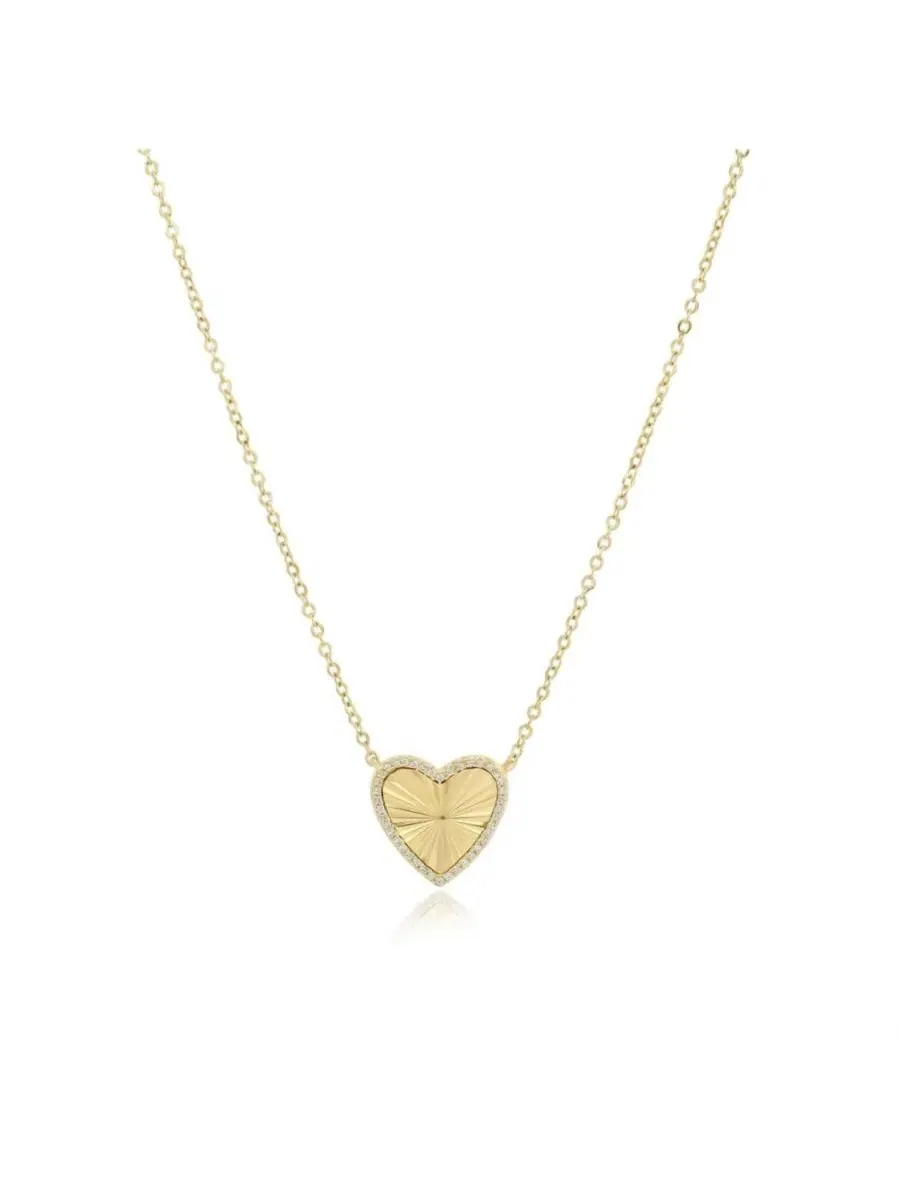 Кулон-сердце с цирконием Fluted CZ Heart The Lovery — изображение 1 из 3, оттенок золотистый