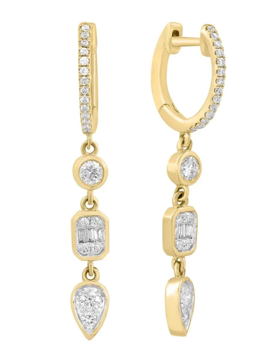Серьги-конго с бриллиантами (1/3 ct. t.w.) в 14k желтом золоте EFFY Collection — изображение 1 из 3