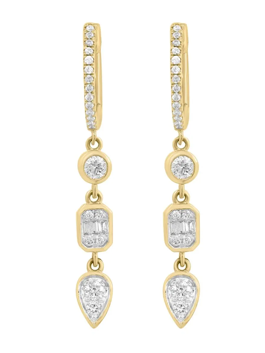Серьги-конго с бриллиантами (1/3 ct. t.w.) в 14k желтом золоте EFFY Collection — изображение 2 из 3