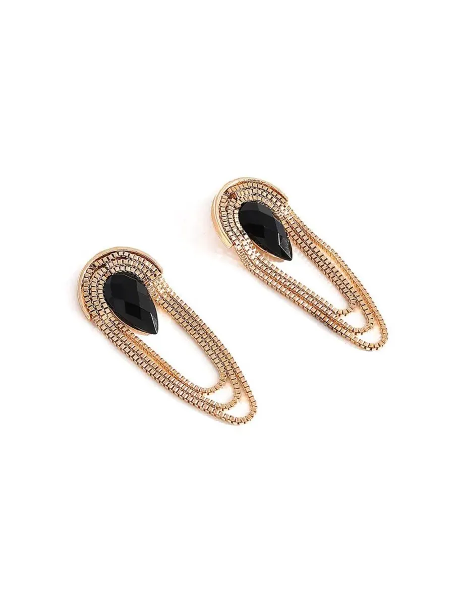 Серьги-подвески с цепочкой и каплей Teardrop Chain Drop SOHI — изображение 1 из 3, оттенок черный