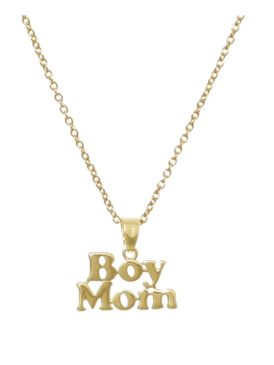 Подвеска-кулон с надписью Boy Mom, 14K золотое покрытие ADORNIA — изображение 1 из 4