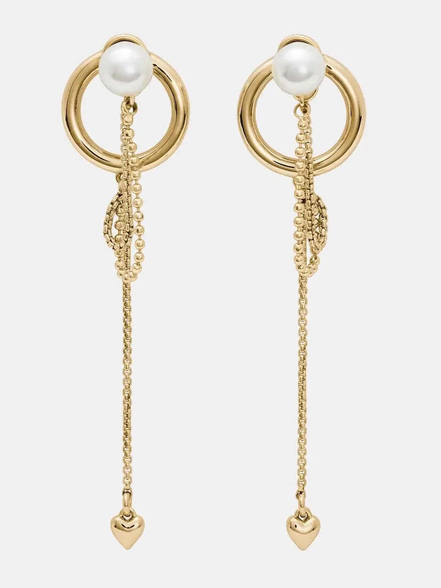 Серьги-подвески Kate Spade New York с жемчугом и фианитами — изображение 1 из 4, оттенок бежевый