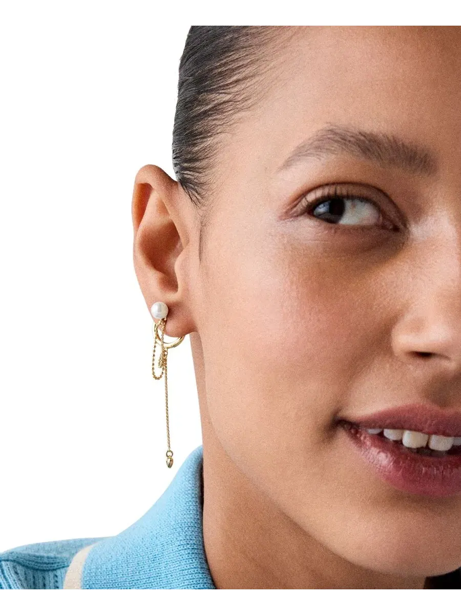 Серьги-подвески Kate Spade New York с жемчугом и фианитами — изображение 4 из 4, оттенок бежевый
