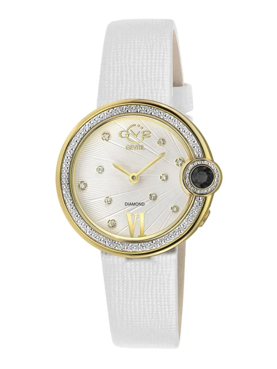 Женские часы Perugia Swiss Quartz Italian Leather Strap Diamond Watch GV2 by Gevril — изображение 1 из 3, оттенок нет цвета