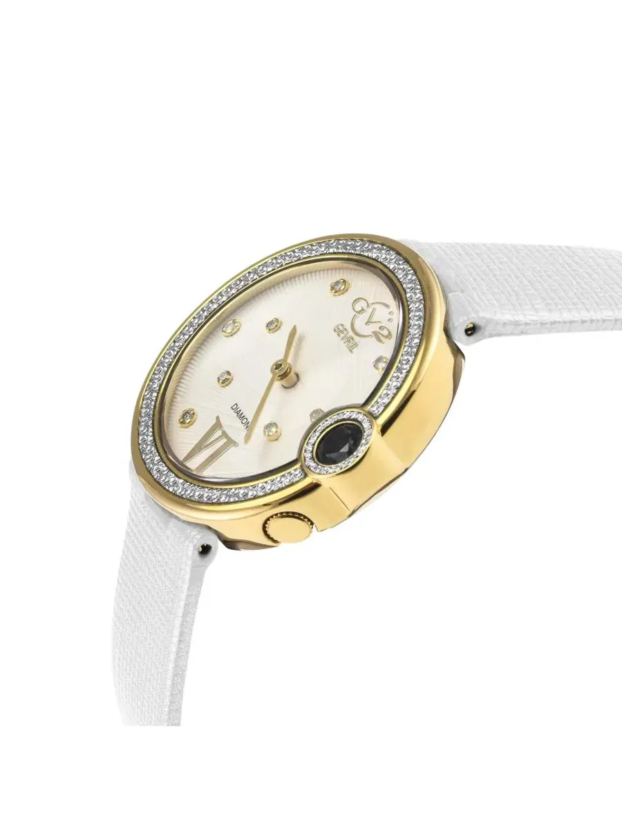 Женские часы Perugia Swiss Quartz Italian Leather Strap Diamond Watch GV2 by Gevril — изображение 3 из 3, оттенок нет цвета